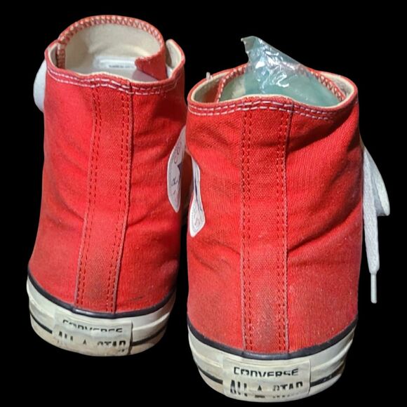 Red Converse All Star High Tops Sneakers Men's Size 10 Shoes - Picture 6 of 8